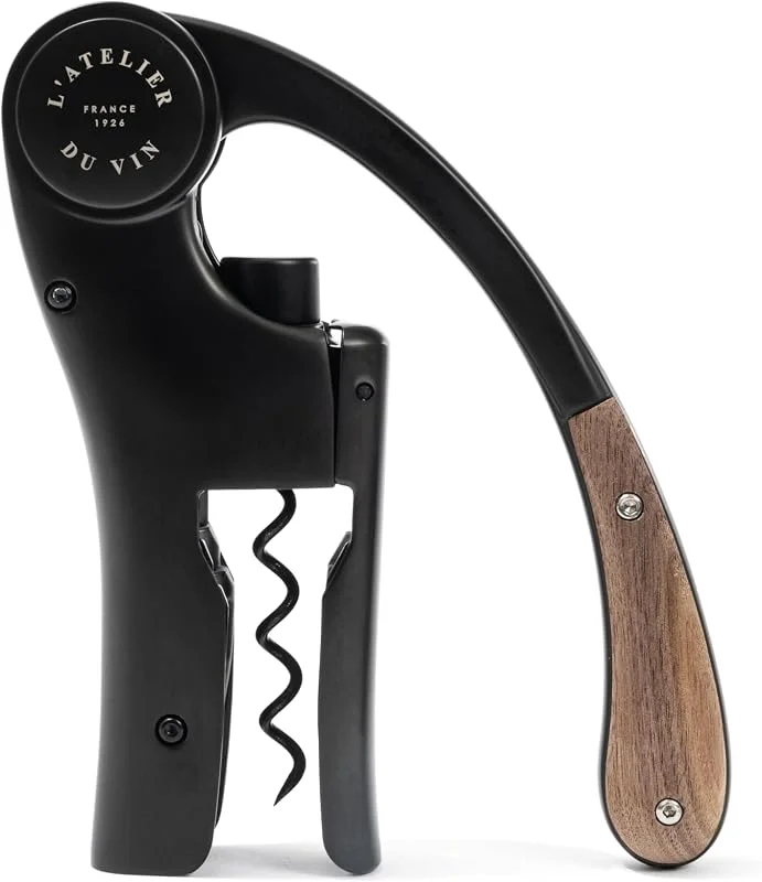 L'Atelier du Vin L’ATELIER DU VIN – Oeno Motion Wood & Black – Sacacorchos de palanca vertical - Metal mate y nogal sólido - Color negro — Vino y mesa festiva