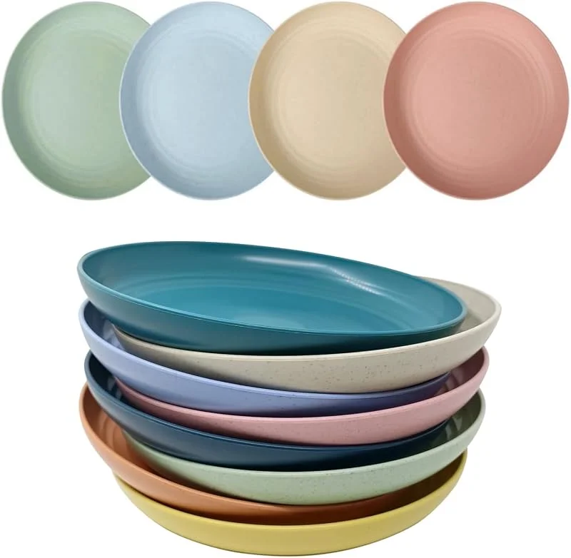WANBY Platos de plástico ligeros irrompibles, no tóxicos, aptos para lavavajillas y microondas, saludables (8 piezas de 8 pulgadas) — Adviento y mesa