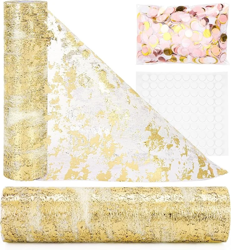 Visita la tienda de Onlyesh Camino de Mesa 28 cm × 20 m, Dorado, Reutilizable Camino Mesa, para Mesa Familiar, Boda, Navidad, Pascua, Fiesta, Decoración Festiva — Hogar y cocina