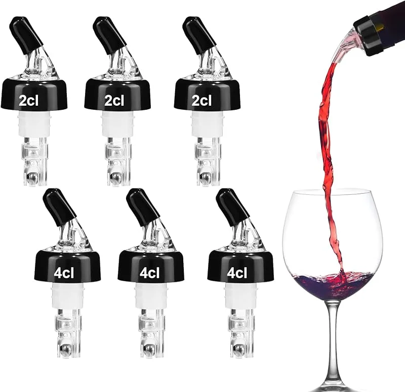 ACOMTUO 6 Pcs Vertedores Dosificador 2cl, 4cl, Vertedores de Vino, Vertedores de Botellas, Vertedor Dosificador Aceite Vino para Bebidas, Cócteles, Aceite y Vino, Cocina, Restaurante, Botellas y Bar — Vino y mesa festiva