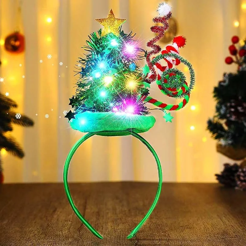 Visita la tienda de Fashband Diadema de Navidad con luz LED, diadema para árbol de Navidad, sombrero luminoso, fiesta de vacaciones, accesorios para el cabello para mujer — Ropa Navidad