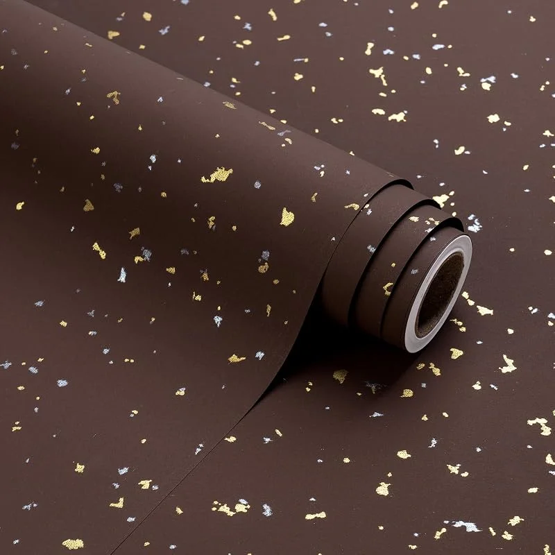 Visita la tienda de RUSPEPA RUSPEPA Rollo de papel de regalo marrón chocolate - Mini rollo - 43, 2 cm x 5 m - Diseño marrón chocolate dorado con tacto sedoso, ideal para cumpleaños, bodas y baby showers. — Envoltorio regalo