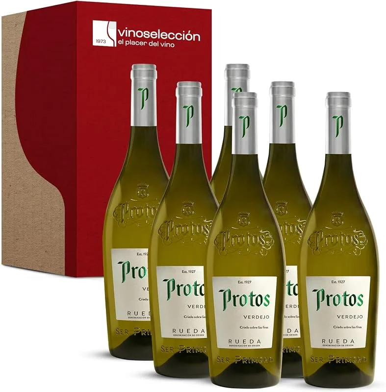 Visita la tienda de VINOSELECCION Protos Verdejo 2025 Vino Blanco Seco D.O. Rueda 6 Botellas x 75 cl — Vino y mesa festiva