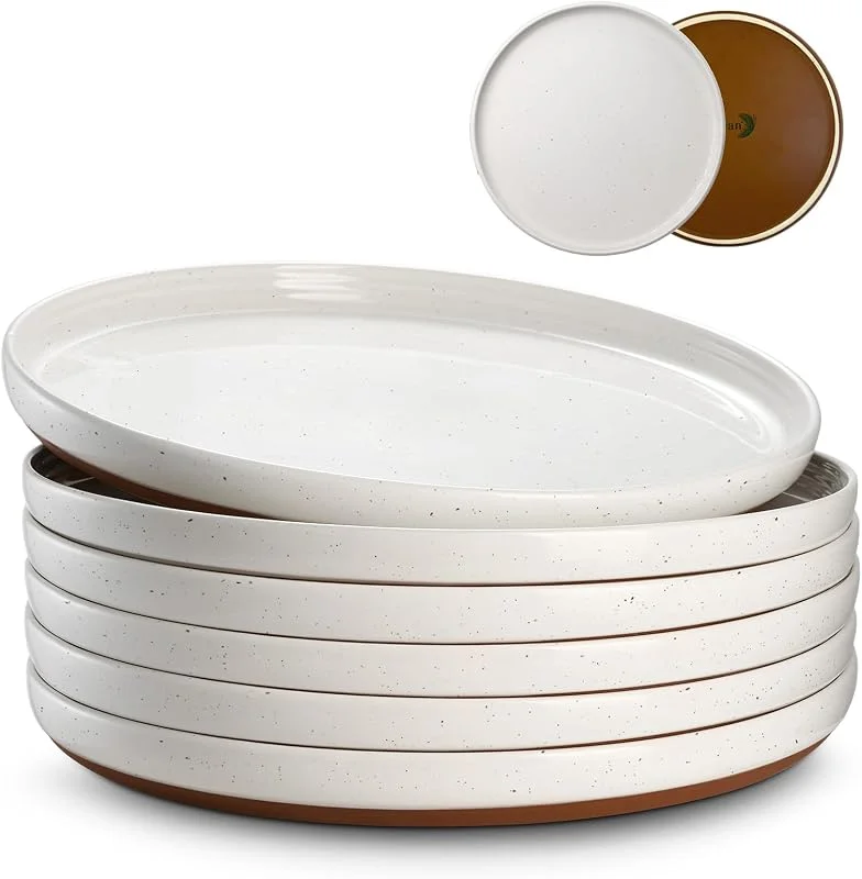 Visita la tienda de DOWAN DOWAN Juego de Platos de Gres, 26cm para Servir, 6 Piezas de Porcelana, para Ensalada, Filete, Principal, Cena - Vainilla Blanca — Adviento y mesa