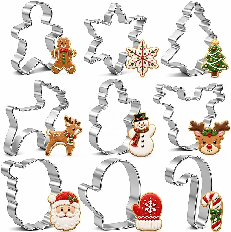 ririess Juego de 9 cortadores de galletas de Navidad — Hogar y cocina