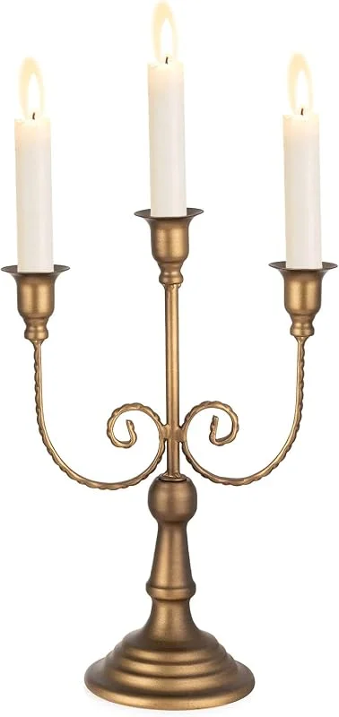 Visita la tienda de Sziqiqi Sziqiqi Candelabro Bronce de Metal, 3 Brazos, para Velas — Decoracion Navidad