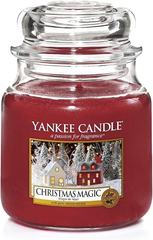 Visita la tienda de Yankee Candle Yankee Candle Vela perfumada, Vela Christmas Magic en tarro mediano, Tiempo de combustión: hasta 75 horas — Cena a la luz de velas
