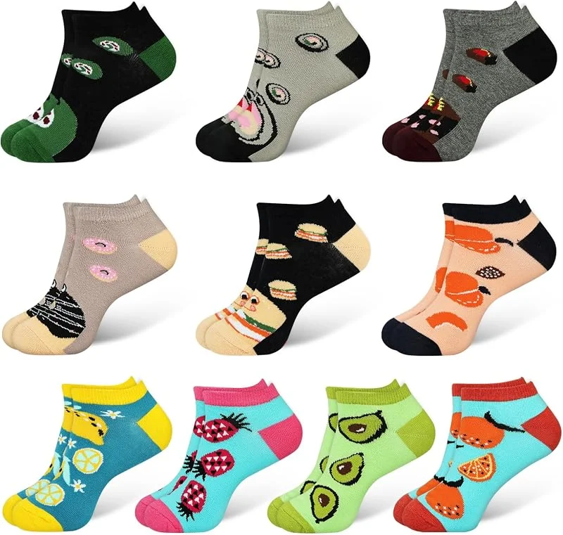 DiULi Calcetines Divertidos Mujer, Set de Calcetines Tobilleros Algodón — Decoracion Navidad