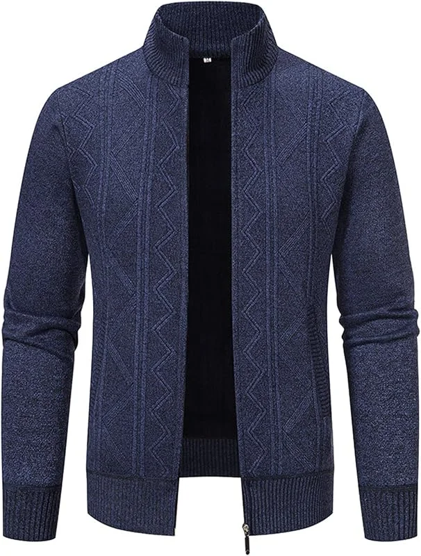 Btmpmcs Cárdigan de Punto para Hombre Otoño Invierno Cálido Suéter con Forro Polar Casuales Chaqueta Grueso Mangas Largas Jersey Clásico Abrigo Rebecas con Cremallera y Bolsillos — Ropa Navidad