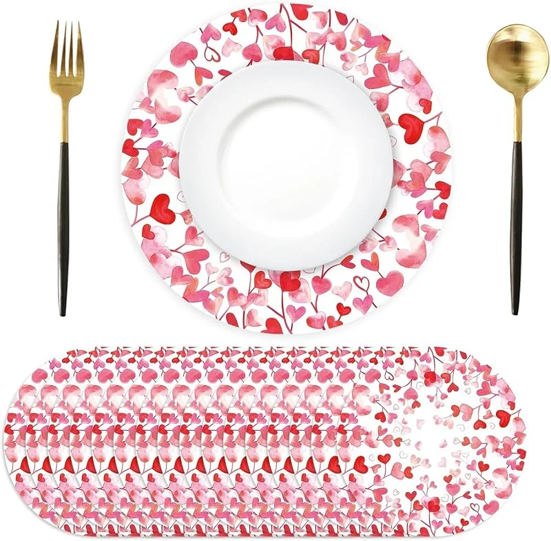 Visita la tienda de Ysound 50 manteles Individuales de Papel Redondo, manteles Individuales Desechables con corazón Rosa, 34 cm, decoración de Mesa para cumpleaños, Boda, Vacaciones, Fiesta — Hogar y cocina