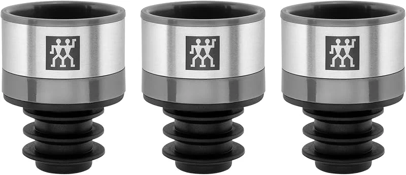 Visita la tienda de ZWILLING ZWILLING Fresh & Save - Sellador de botellas al vacío de 3 piezas, sellador de botellas de vino, sellador de aceite y condimentos, talla única, color plateado — Vino y mesa festiva