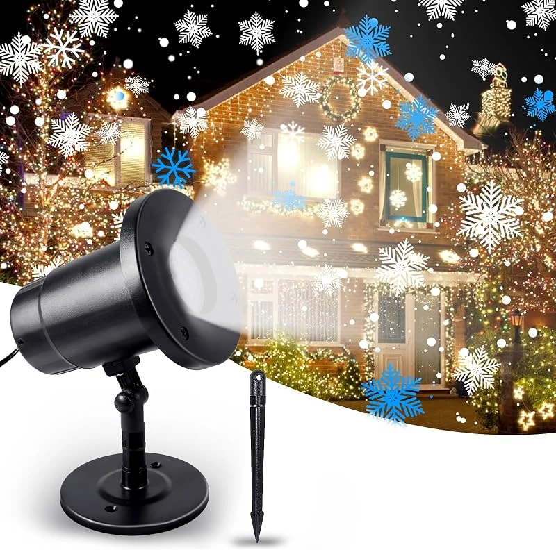 NEMMXUB Proyector de Luces Navideñas, Luces Navideñas LED Impermeable IP65, Lámpara de Proyección con Efecto de Copo de Nieve, para Exteriores Lámpara de Proyección para Navidad, Fiesta, Jardín, Halloween — Luces Navidad