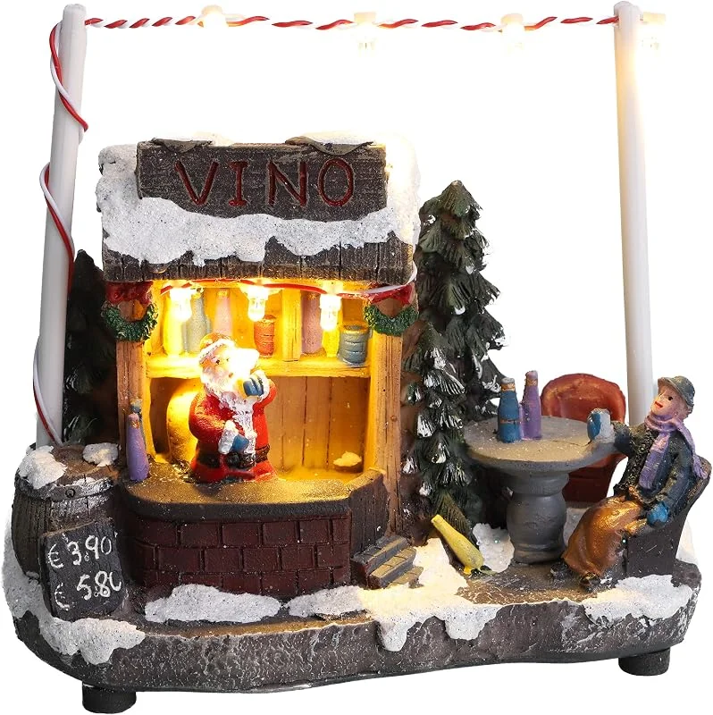 Christmas Concepts® - Escena de Mercado navideño con luz LED de 5 ", 13 cm (Cabaña de Vino) — Decoracion Navidad