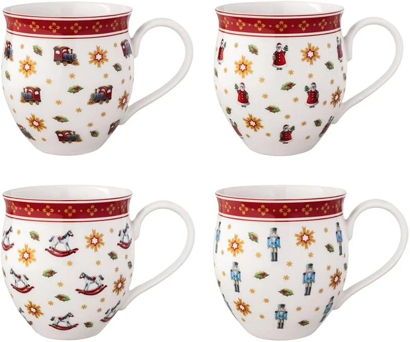 Villeroy & Boch - Toy's Delight set de Tazas Aniversario 4 Piezas colorido, juego de tazas para 4 personas, decoración de Navidad, Vajilla navideña, porcelana premium — Adviento y mesa