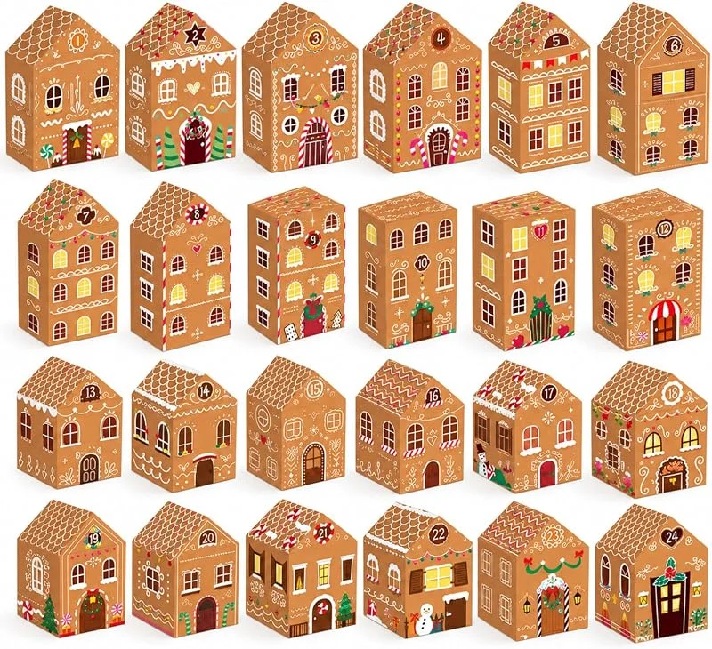 Jutojuvuw 24 calendarios de Adviento para llenar, Cajas casa 4 tamaños — Adviento y mesa