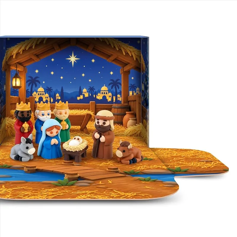 PALZ 3D Belén Set 8 Figuras con Portal, María, José y Reyes 3, 5cm — Decoracion Navidad