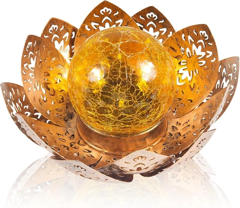 Visita la tienda de Funmo Lámparas Solares de Loto, Luz con Solar con Forma de Loto para Exterior, LED Lámpara Solar de Flores de Loto Ahuecada, Luces de Paisaje Solar, Luces Solares con Bolas de Cristal Crack para Decoración — Cena a la luz de velas