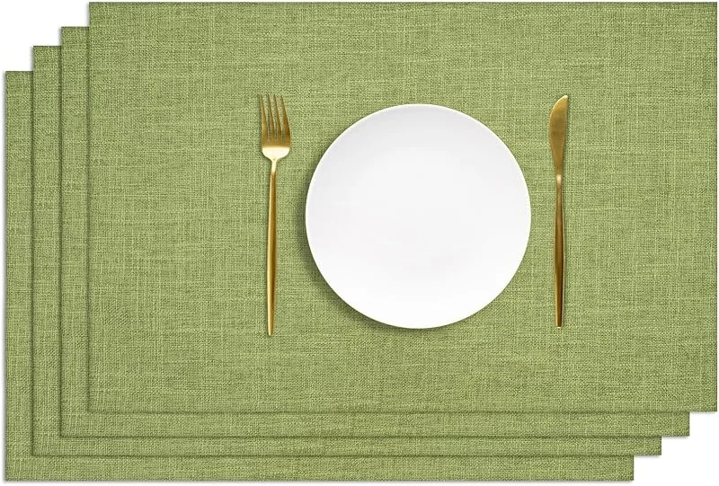 AUAUY Manteles Individuales Lavable 4Pzs 30x45cm, PVC Antideslizante, Verde — Hogar y cocina