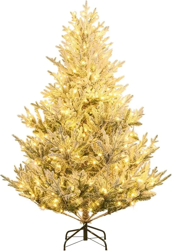 Visita la tienda de COSTWAY COSTWAY Arbol de Navidad Nevado con Luces 180cm, Arbol de Navidad con 450 Luces Incorporadas, 1074 Puntas de PVC y PE, 13 Modos, Arvore de Natal con Nieve, Temporizador (180cm) — Decoracion Navidad