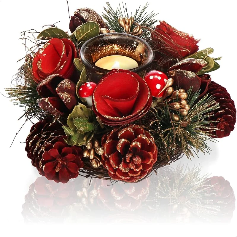 Visita la tienda de com-four COM-FOUR® Portavelas, Portavelas Decorativo para Navidad y otoño — Decoracion Navidad