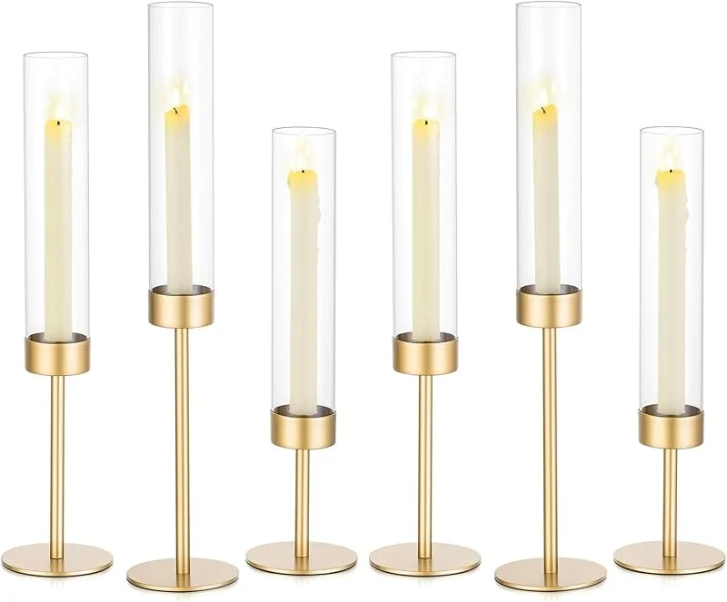 Romadedi Juego de 6 portavelas con cilindro de cristal para bodas — Cena a la luz de velas