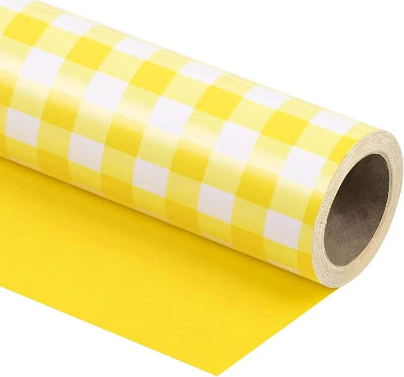 Visita la tienda de RUSPEPA RUSPEPA Papel De Regalo Reversible - Mini Rollo - 43, 2 Cm X 10 M - Diseño A Cuadros Amarillo Y Blanco Para Cumpleaños, Bodas Y Baby Shower — Envoltorio regalo