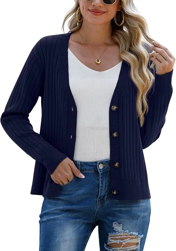Visita la tienda de PrinStory PrinStory Cárdigan Mujer Frente Abierto Punto Manga Larga Casual Jersey Con Botones Mujer Manga Larga Jersey de Punto Cardigan — Ropa Navidad