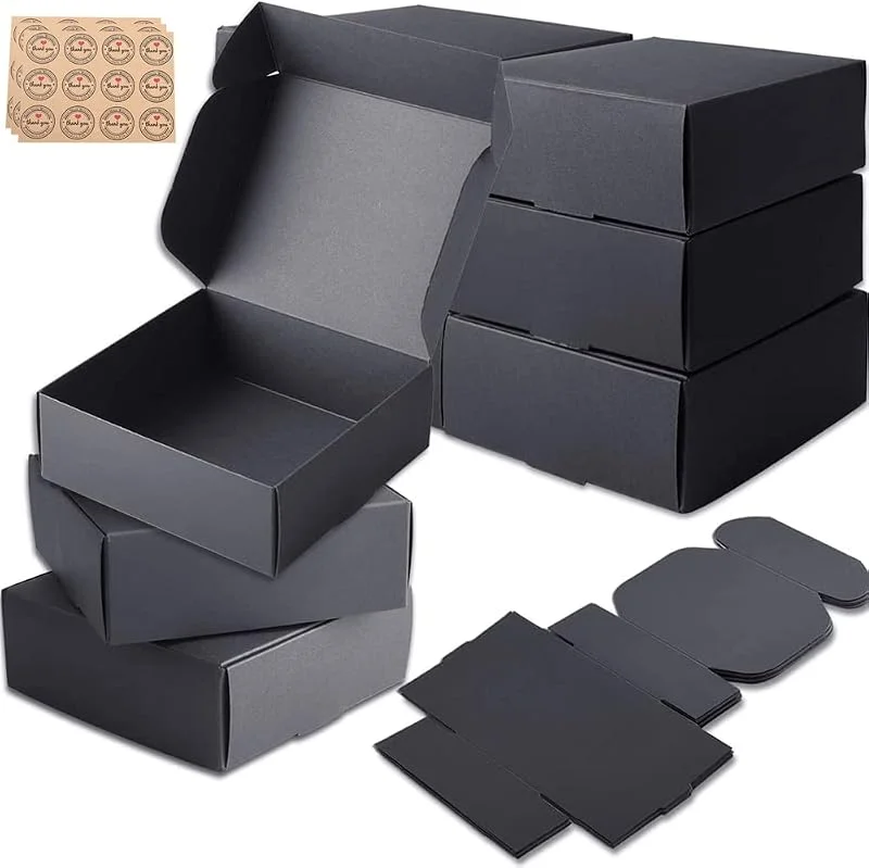 Aieraczy 30 Piezas Negras Cajas de Regalo, Caja de Regalo Papel Kraft, Cajas Cartón para Regalo, Cajas Papel Regalo Decorativas, 7, 5 x 7, 5 x 3cm Cajitas Embalaje para Cumpleaños, Bodas, Navidad, Fiestas — Envoltorio regalo