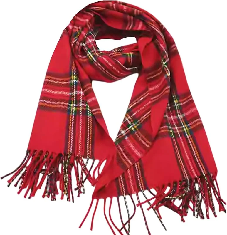 UILYNIU Bufanda de Mujer Bufandas de Punto Bufanda Caliente Pañuelo Escocés Largo Chal Borla Suave Fulares Para Mantener Caliente Estolas — Ropa Navidad