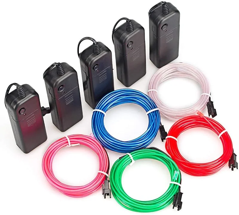 cuzile 5 X 3M Resplandeciente efecto estroboscópico de luz electroluminiscente El alambre paquete de baterías para fiestas, decoración de Halloween (color) — Luces Navidad