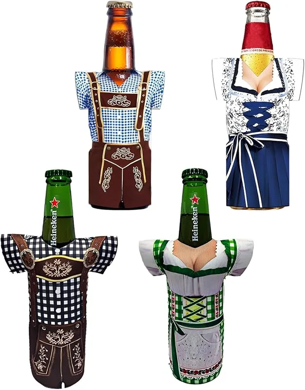 BTACGWP Enfriadores para Botellas de Cerveza, 4 Unidades, Para 0, 3 L y 0, 5 L, Aislamiento Térmico que Bloquea el Calor para Oktoberfest Fresco y Sin Condensación — Vino y mesa festiva