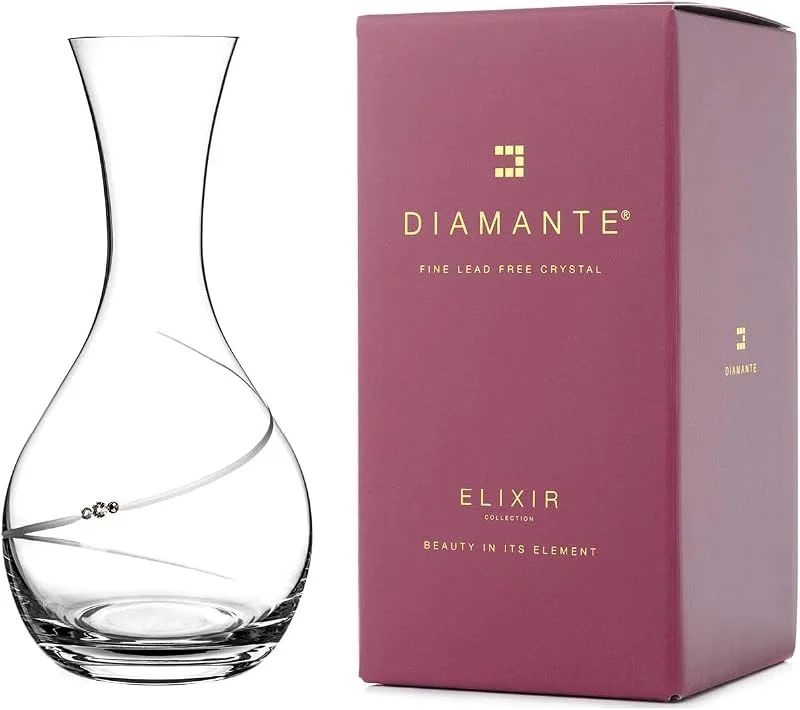 DIAMANTE Jarra de vino Swarovski Silhouette, cristal cortado a mano para vino o agua, adornado con cristales Swarovski — Vino y mesa festiva