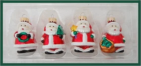 Krebs Glas Lauscha - Adornos para árbol de Navidad de cristal - Mini figuras diferentes - 4 unidades - pequeñas figuras de cristal (Papá Noel) — Decoracion Navidad