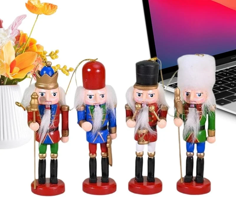 Zqkimzi s Navideños Cascanueces 4 Piezas Clásicas Decoración de Madera — Decoracion Navidad