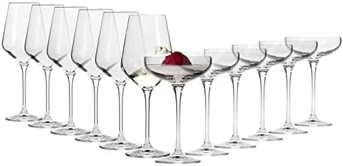 Visita la tienda de Krosno Krosno Copas Vino Blanco y Champagne Juego de 12, 6x 450 ml y 6x 240 ml — Vino y mesa festiva