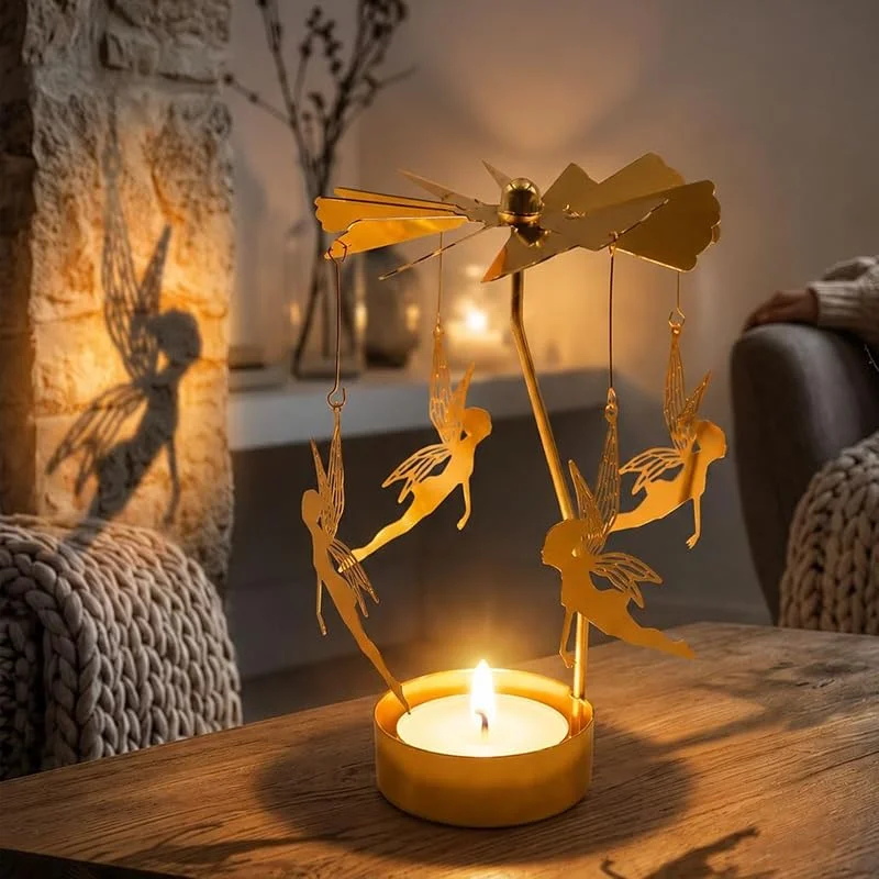 Visita la tienda de MIPIACE ZXXRDZ Candelabro Giratorio Elfo Portavelas Giratorio Dorado para Navidad — Adviento y mesa