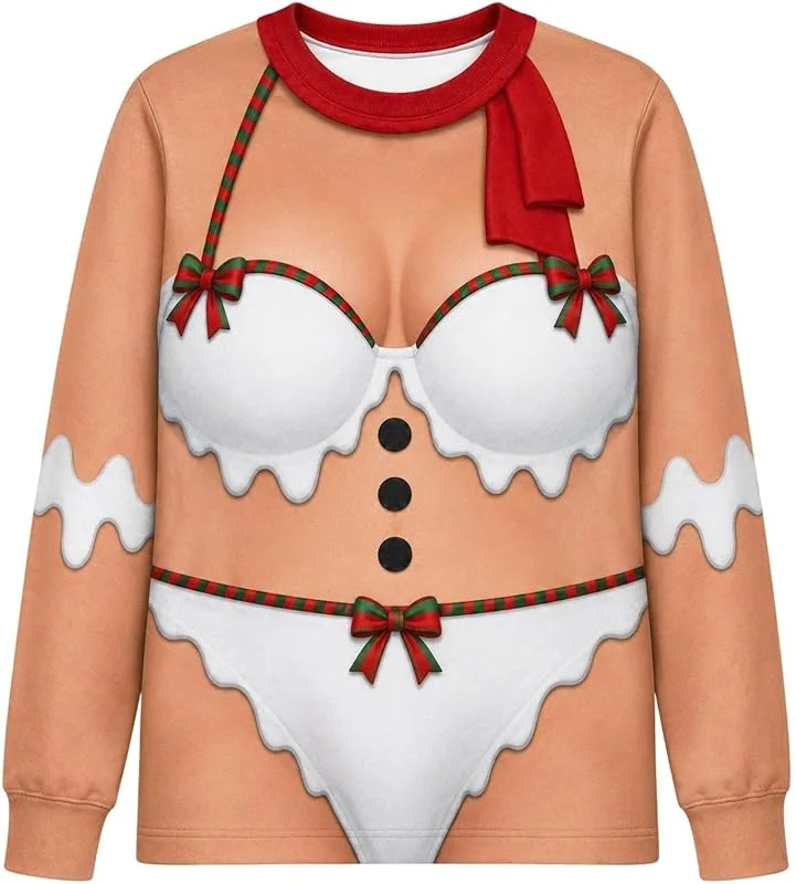 Generic Sudaderas de Navidad para mujer, diseño de bikini con estampado de vientre — Ropa Navidad