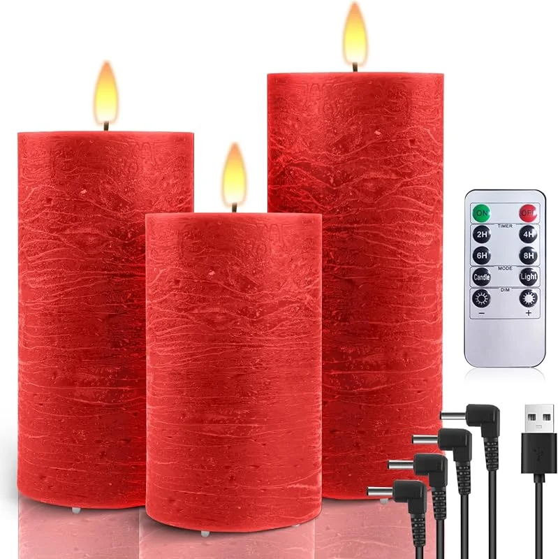 Visita la tienda de AiiBowy Velas LED Recargables [3 Piezas] Velas LED Efecto Llama con Temporizador, Velas Electricas LED Cera Real, Velas Eléctricas Control Remoto, Navidad Halloween Cumpleaños Fiestas Bodas Rojo — Cena a la luz de velas