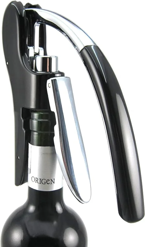 KAYCROWN Abrebotellas profesional Best Utensils de aleación de zinc para vino, premium, con palanca, sacacorchos con cortador de papel de aluminio integrado, juego de abrebotellas de camarero negro — Vino y mesa festiva