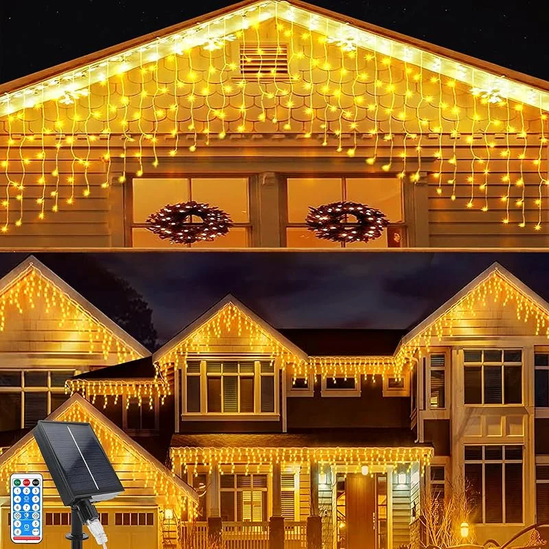Acxilexy Cortina Luces Navidad Exterior, 5 * 0.8 M 256 LEDs Cortina de Luces con 8 Modos, Impermeable Luz de Carámbano, Control Remoto, Guirnaldas Luminosas para Ventana Patio Balcón Boda Navidad
