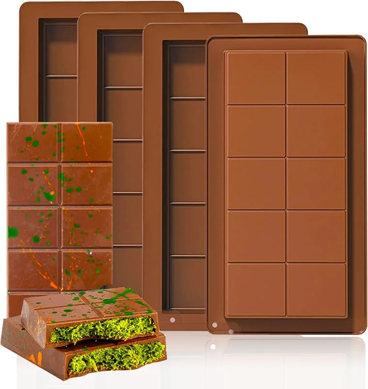 YeahBoom 4 piezas moldes de barra de chocolate profundo de silicona, molde de tableta de chocolate profundo, molde de silicona de chocolate, rectangular, sin BPA — Hogar y cocina