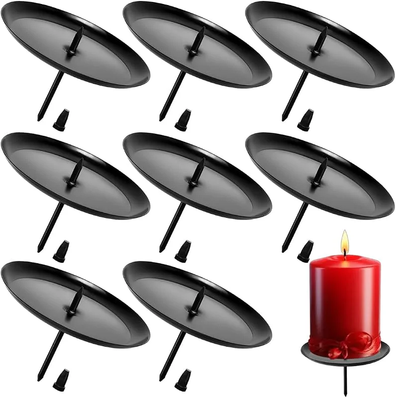 JCOTCL 8 portavelas de Adviento, soporte para velas de Adviento, plato de metal para corona de Adviento, candelabro de metal con corona de Adviento, decoración de Navidad, plato de velas, color negro. — Adviento y mesa
