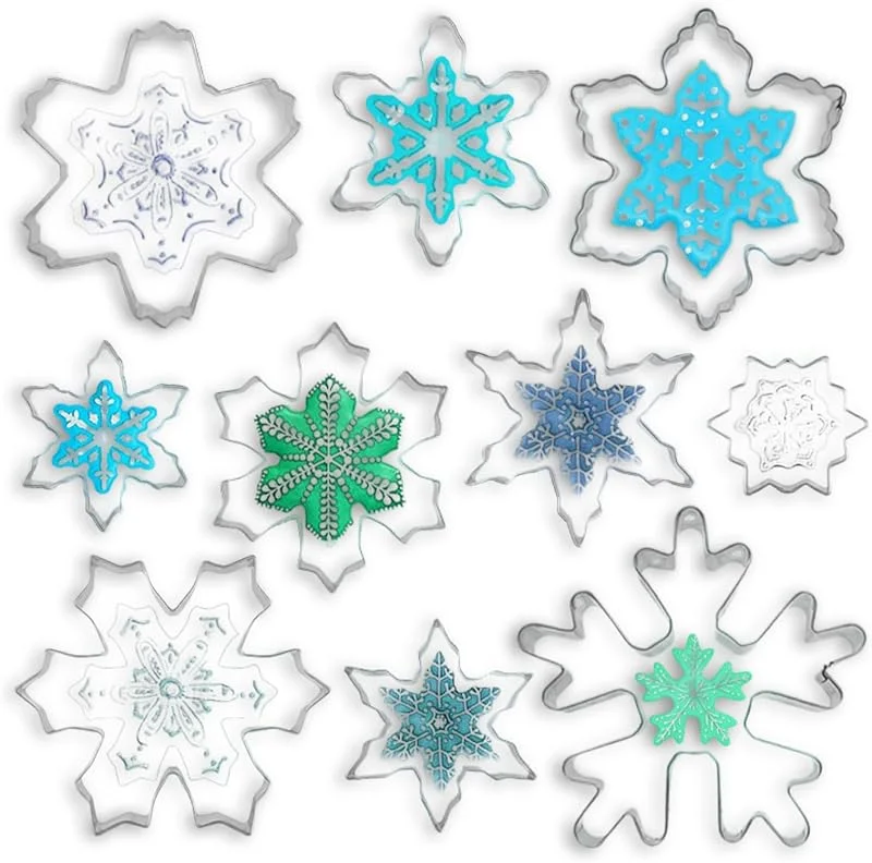 BIBITI 10 moldes para galletas de Navidad, copos de nieve — Hogar y cocina