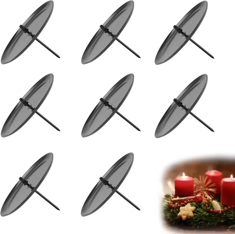 JALEVID Corona de Adviento para 4 candelabros de Adviento de metal, diámetro de 8 cm, candelabro negro, corona de Adviento, plato para velas con mandril para Navidad — Adviento y mesa