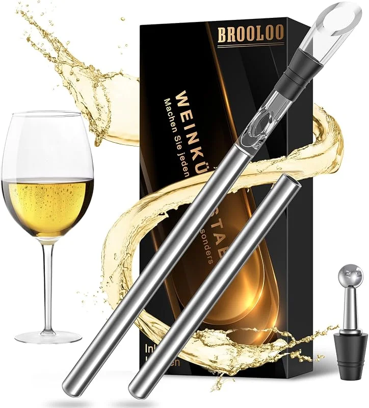 BROOLOO Regalos Originales para Mujer Hombre Navidad - Enfriador de Botellas de Vino Accesorios Vino Regalo Amigo Invisible Regalos Calendario Adviento Hombre Regalos Amantes del Vino Dia del Padre — Vino y mesa festiva