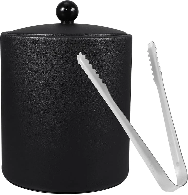 Visita la tienda de HEMOTON HEMOTON Cubitera de Acero Inoxidable con Tapa y Pinzas para Hielo, Doble Pared, Aislado, para champán, Hielo, Enfriador de Vino, Enfriador de Cubitos de Hielo — Vino y mesa festiva