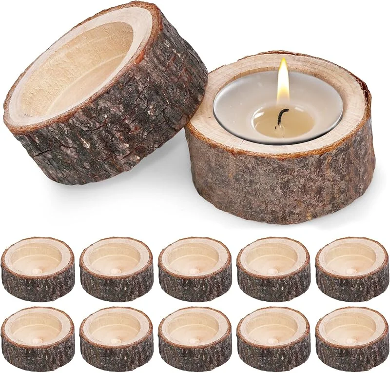 ZHIYUQL Juego de 12 portavelas de madera, portavelas para velas votivas, 25 × 60 mm, juego de portavelas vintage para decoración de mesa, decoración festiva, bodas — Adviento y mesa