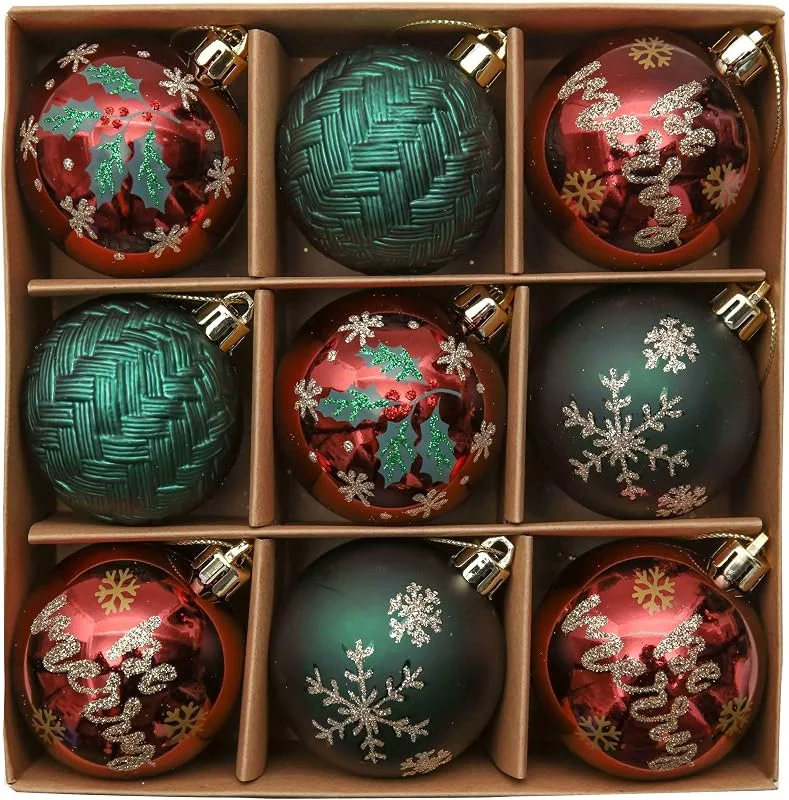 Visita la tienda de Valery Madelyn Valery Madelyn Bolas de Navidad Rojo Verde y Dorado, Adornos de Bolas Plásticas Infrangibles, con Caja de Papel Kraft, para la Decoración del Árbol de Navidad (Juego de 9, 6cm) — Decoracion Navidad