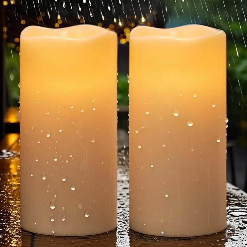 Eldnacele Velas solares para exteriores, impermeables, juego de 2 unidades — Cena a la luz de velas