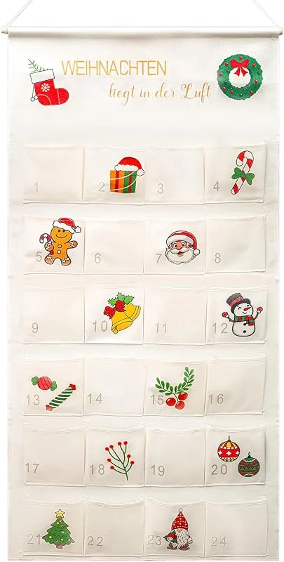 TEUYOE Calendario de Adviento para Rellenar, 100x50cm con 24 Bolsillos — Adviento y mesa